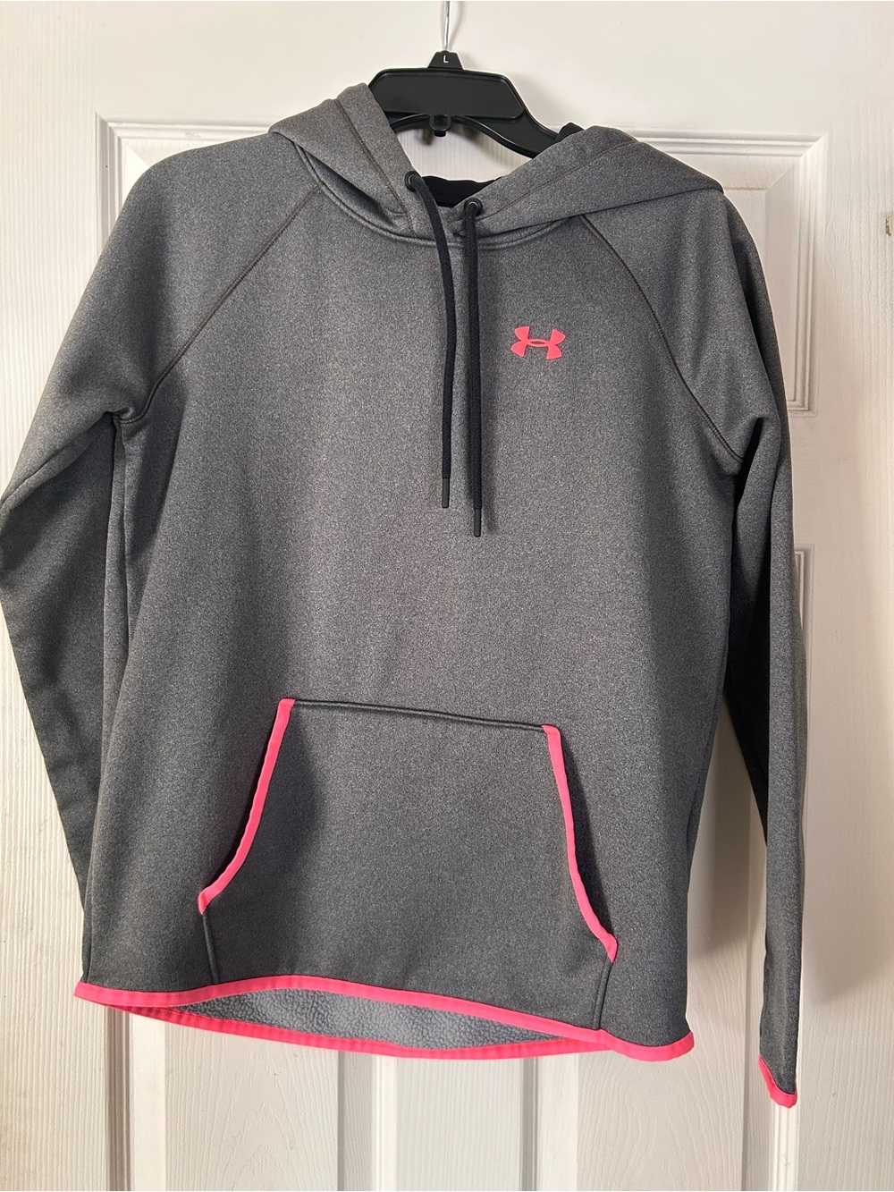Under Armour Gray Fleece Hoodie with Pink Trim